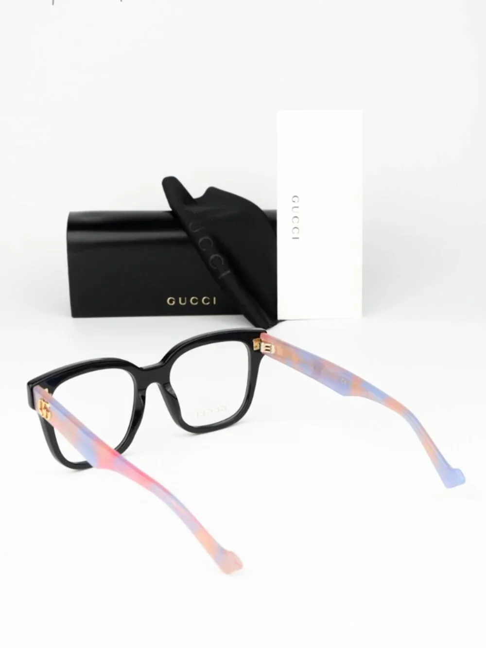 Gucci Women Eyeglasses Black Pink Havana Demo Square GG0958O 011 NEW AUTHENTIC